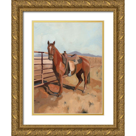 Range Horse II Gold Ornate Wood Framed Art Print with Double Matting by Green, Jacob