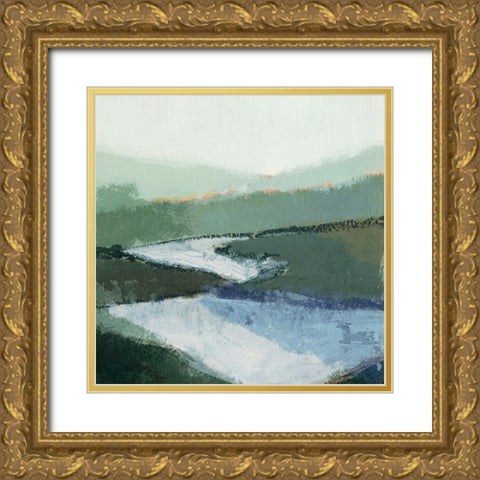 Riverbend Landscape II Gold Ornate Wood Framed Art Print with Double Matting by Barnes, Victoria