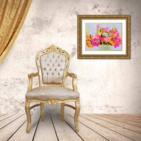 Saturated Spring Blooms I Gold Ornate Wood Framed Art Print with Double Matting by Barnes, Victoria