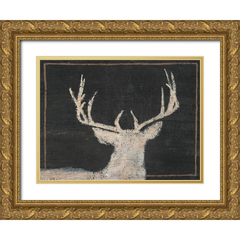 Brow Tine Deer II Gold Ornate Wood Framed Art Print with Double Matting by Moore, Regina