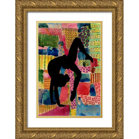 Patchwork Athlete I Gold Ornate Wood Framed Art Print with Double Matting by Moore, Regina