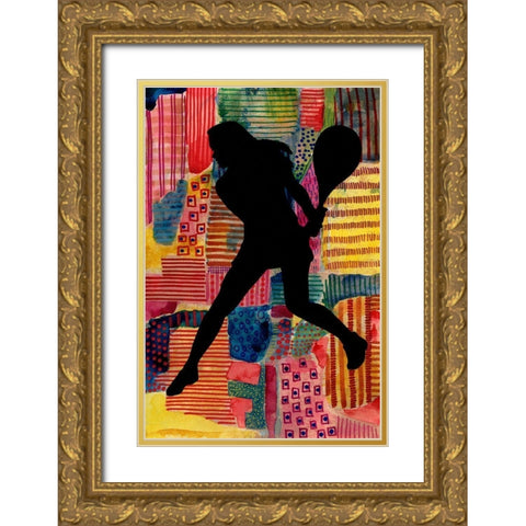 Patchwork Athlete IV Gold Ornate Wood Framed Art Print with Double Matting by Moore, Regina