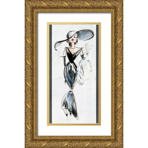 Fashion Une Gold Ornate Wood Framed Art Print with Double Matting by Fagalde, Jarman
