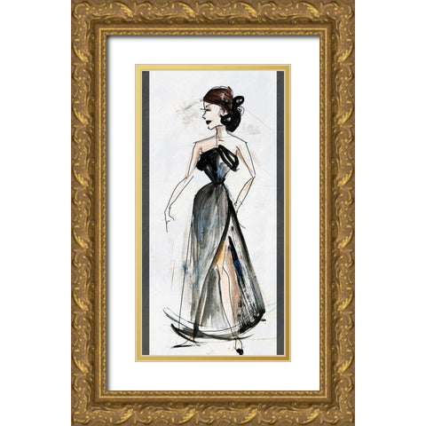 Fashion Deux Gold Ornate Wood Framed Art Print with Double Matting by Fagalde, Jarman
