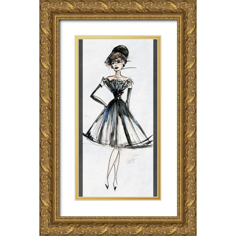 Fashion Trois Gold Ornate Wood Framed Art Print with Double Matting by Fagalde, Jarman