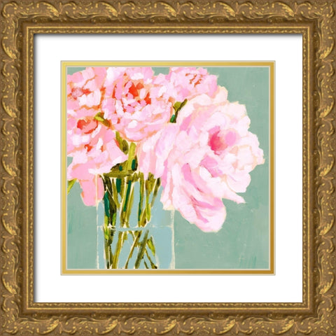 Popping Peonies I Gold Ornate Wood Framed Art Print with Double Matting by Barnes, Victoria