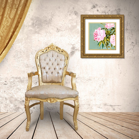 Popping Peonies IV Gold Ornate Wood Framed Art Print with Double Matting by Barnes, Victoria