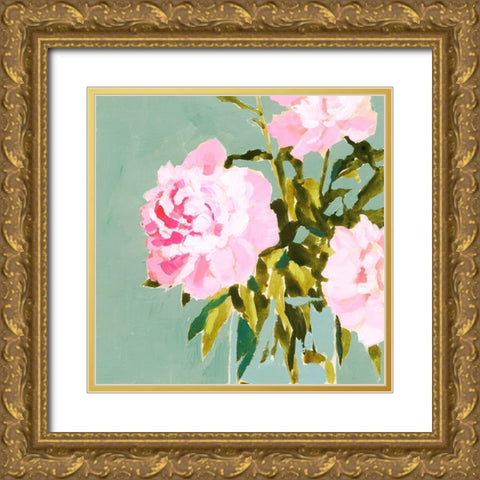 Popping Peonies IV Gold Ornate Wood Framed Art Print with Double Matting by Barnes, Victoria