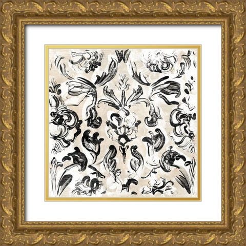 Parchment Brocade III Gold Ornate Wood Framed Art Print with Double Matting by Vess, June Erica