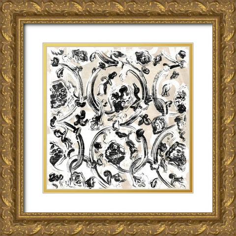 Parchment Brocade IV Gold Ornate Wood Framed Art Print with Double Matting by Vess, June Erica