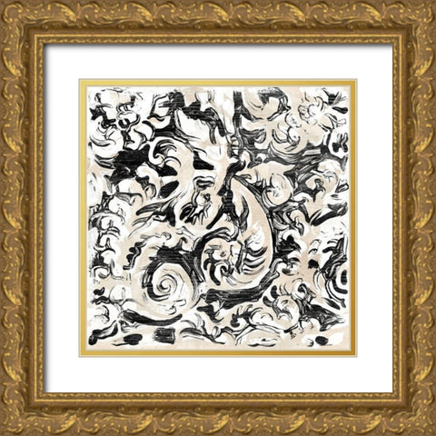 Parchment Brocade V Gold Ornate Wood Framed Art Print with Double Matting by Vess, June Erica