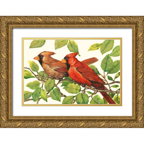 Cardinals Gold Ornate Wood Framed Art Print with Double Matting by OToole, Tim