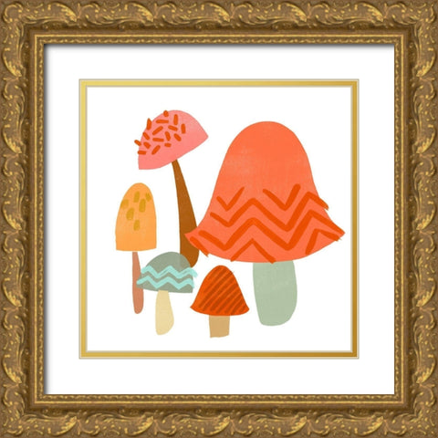 Cupcake Mushrooms II Gold Ornate Wood Framed Art Print with Double Matting by Vess, June Erica