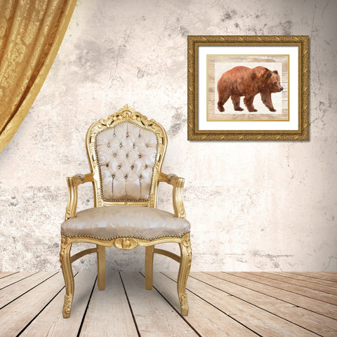 Rustic Barnwood Animals III Gold Ornate Wood Framed Art Print with Double Matting by Vess, June Erica