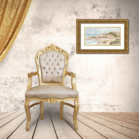 Neutral Seaside II Gold Ornate Wood Framed Art Print with Double Matting by Caroline, Emma