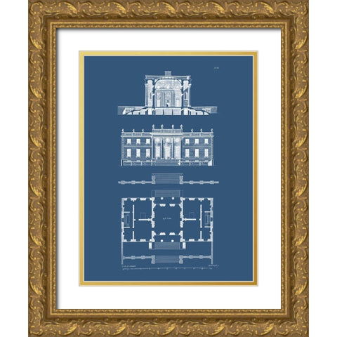 Custom Graphic Building and Plan IV Gold Ornate Wood Framed Art Print with Double Matting by Gibbs, James