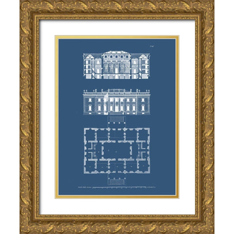 Custom Graphic Building and Plan VI Gold Ornate Wood Framed Art Print with Double Matting by Gibbs, James