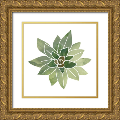 Succulent Cameo I Gold Ornate Wood Framed Art Print with Double Matting by Vess, June Erica