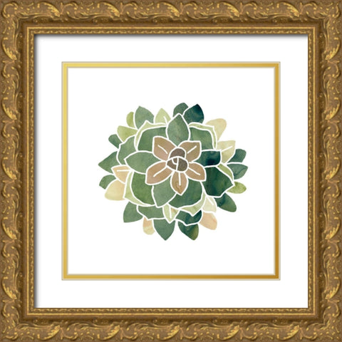 Succulent Cameo VI Gold Ornate Wood Framed Art Print with Double Matting by Vess, June Erica