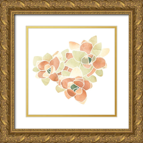 Succulent Cameo VII Gold Ornate Wood Framed Art Print with Double Matting by Vess, June Erica