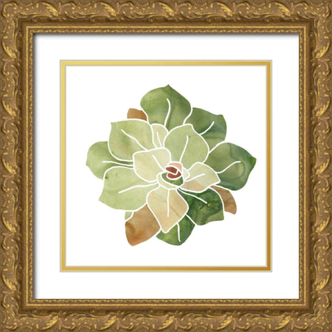 Succulent Cameo XVI Gold Ornate Wood Framed Art Print with Double Matting by Vess, June Erica