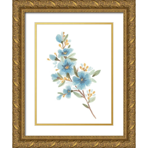 Wildflower Sprig I Gold Ornate Wood Framed Art Print with Double Matting by Vess, June Erica
