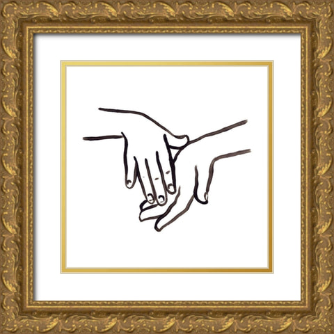 Hand Study III Gold Ornate Wood Framed Art Print with Double Matting by Vess, June Erica