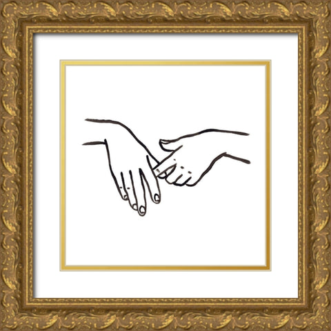 Hand Study IV Gold Ornate Wood Framed Art Print with Double Matting by Vess, June Erica