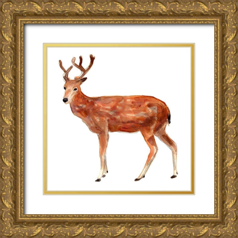 Simple Lodge Animals IV Gold Ornate Wood Framed Art Print with Double Matting by Vess, June Erica