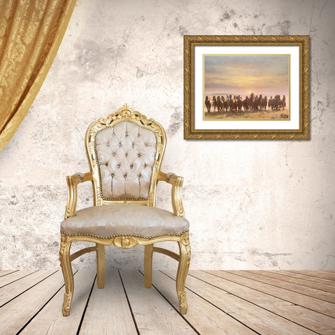 Horse Motion I Gold Ornate Wood Framed Art Print with Double Matting by PHBurchett