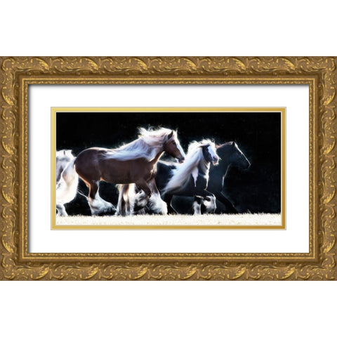 Horse Motion X Gold Ornate Wood Framed Art Print with Double Matting by PHBurchett