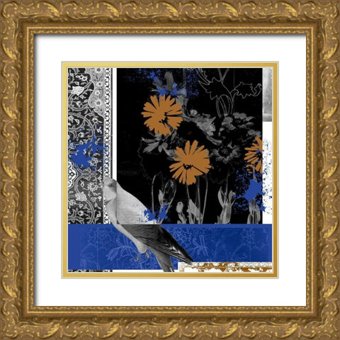 Bird Fragment III Gold Ornate Wood Framed Art Print with Double Matting by Wang, Melissa