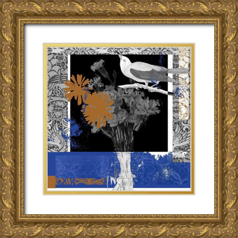 Bird Fragment IV Gold Ornate Wood Framed Art Print with Double Matting by Wang, Melissa