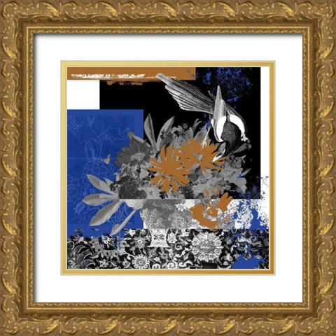 Bird Fragment V Gold Ornate Wood Framed Art Print with Double Matting by Wang, Melissa