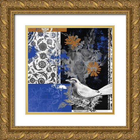 Bird Fragment VI Gold Ornate Wood Framed Art Print with Double Matting by Wang, Melissa