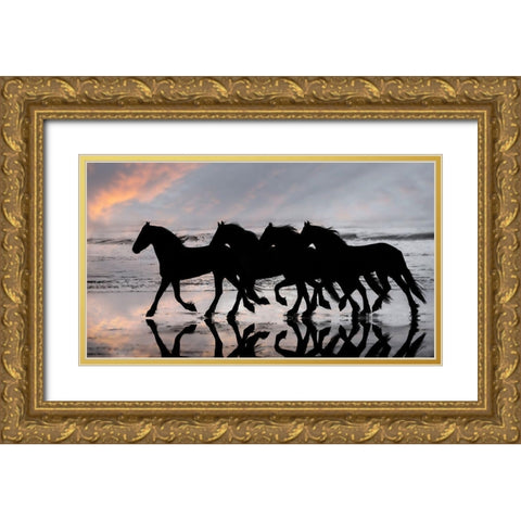 Wave Runners I Gold Ornate Wood Framed Art Print with Double Matting by PHBurchett
