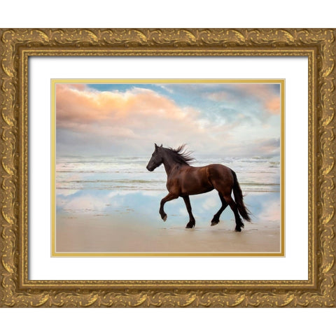 Wave Runners III Gold Ornate Wood Framed Art Print with Double Matting by PHBurchett