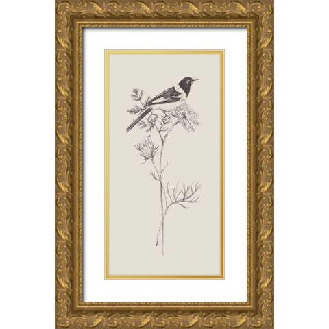 Nature with Bird I Gold Ornate Wood Framed Art Print with Double Matting by Wang, Melissa