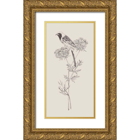 Nature with Bird II Gold Ornate Wood Framed Art Print with Double Matting by Wang, Melissa