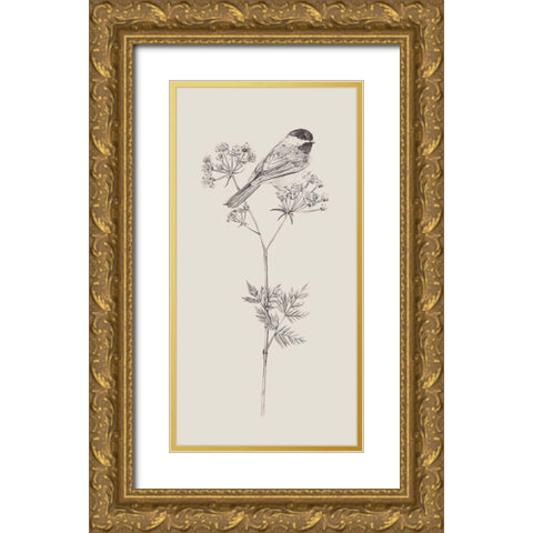 Nature with Bird III Gold Ornate Wood Framed Art Print with Double Matting by Wang, Melissa