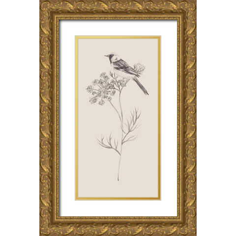 Nature with Bird IV Gold Ornate Wood Framed Art Print with Double Matting by Wang, Melissa