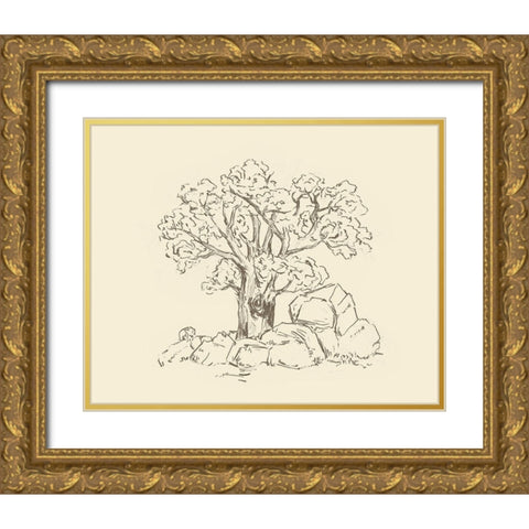 Wooded Path I Gold Ornate Wood Framed Art Print with Double Matting by Wang, Melissa