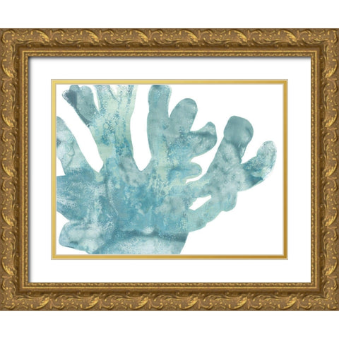 Blue Macro Coral I Gold Ornate Wood Framed Art Print with Double Matting by Vess, June Erica