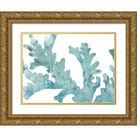 Blue Macro Coral II Gold Ornate Wood Framed Art Print with Double Matting by Vess, June Erica