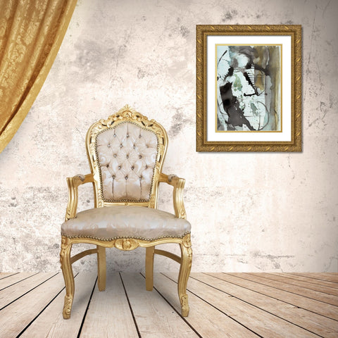 Lyrical Abstract I Gold Ornate Wood Framed Art Print with Double Matting by Combs, Joyce