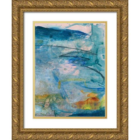 Spring Winds V Gold Ornate Wood Framed Art Print with Double Matting by Combs, Joyce