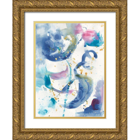 Fiesta I Gold Ornate Wood Framed Art Print with Double Matting by Combs, Joyce