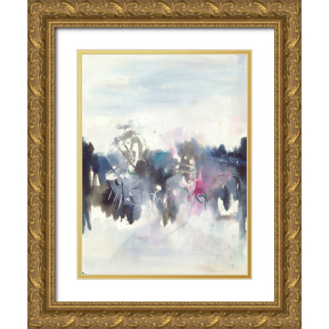 Birds II Gold Ornate Wood Framed Art Print with Double Matting by Combs, Joyce