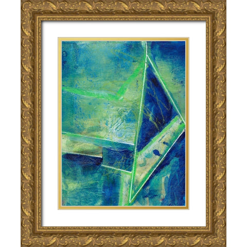 Geometric in Cool II Gold Ornate Wood Framed Art Print with Double Matting by Combs, Joyce