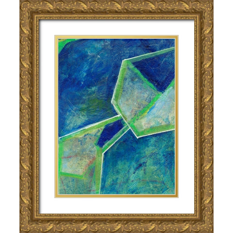 Geometric in Cool III Gold Ornate Wood Framed Art Print with Double Matting by Combs, Joyce